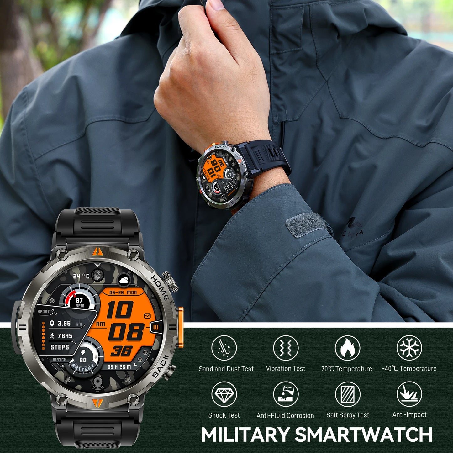 AION Kronos Military Full-Touch Smartwatch